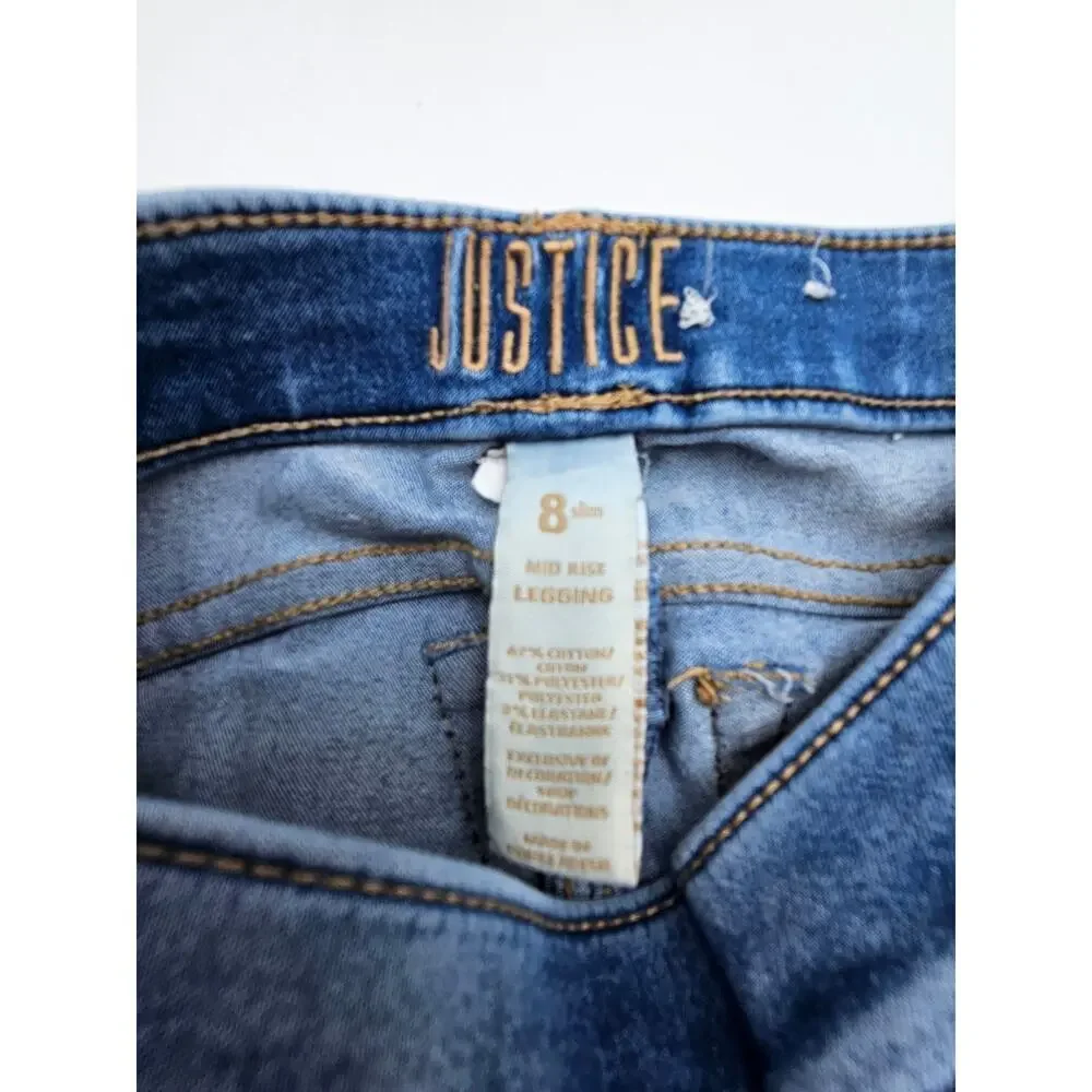 4 Pair Justice Girl's Size 8 Jeans/Jeggings